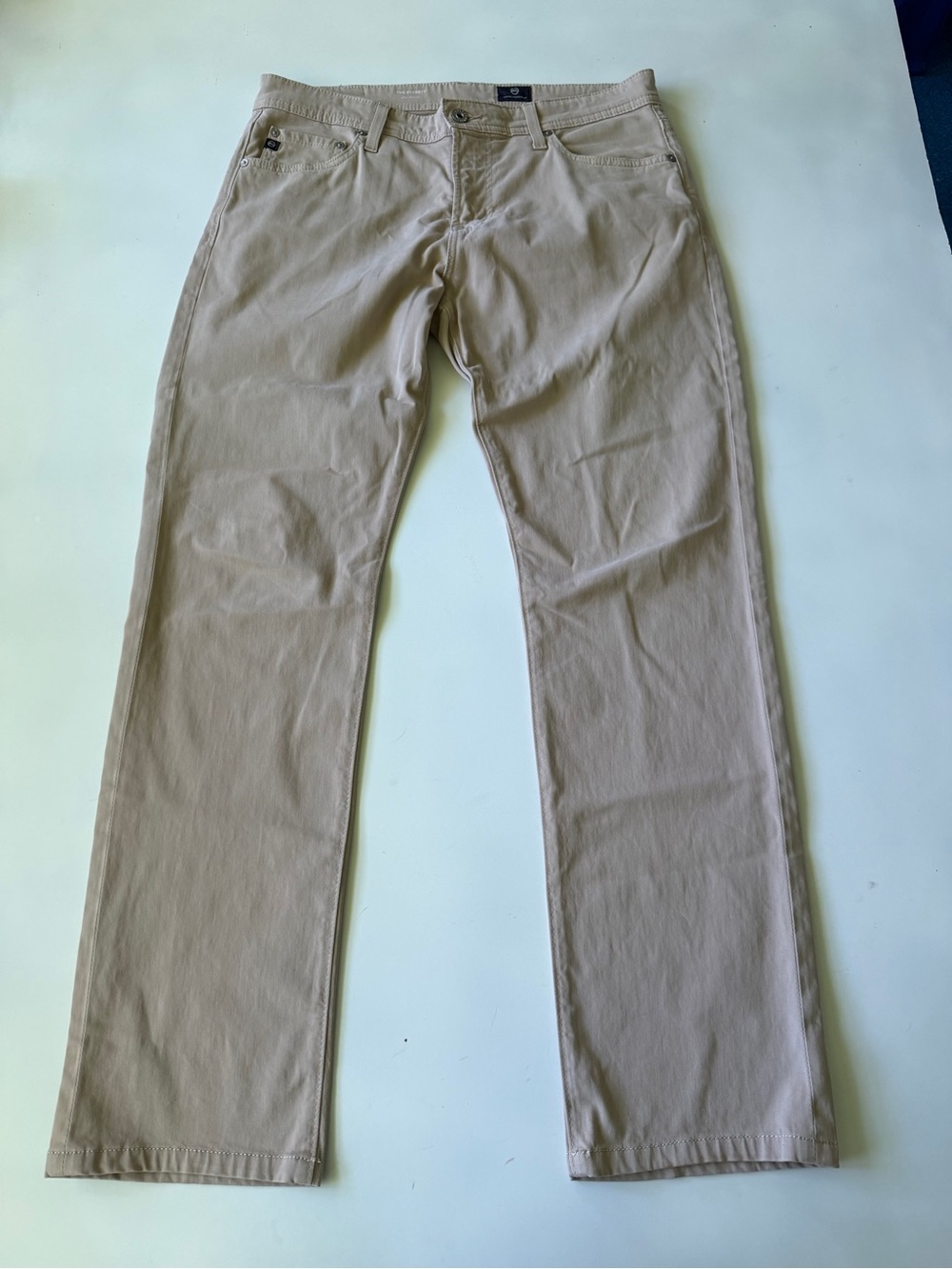 AG Adriano Goldschmied Everett Chino Pants Mens 33x32 Beige Slim Straight